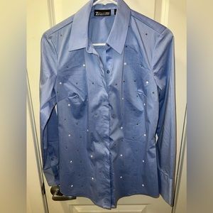 New York and Company rhinestone studded button up shirt